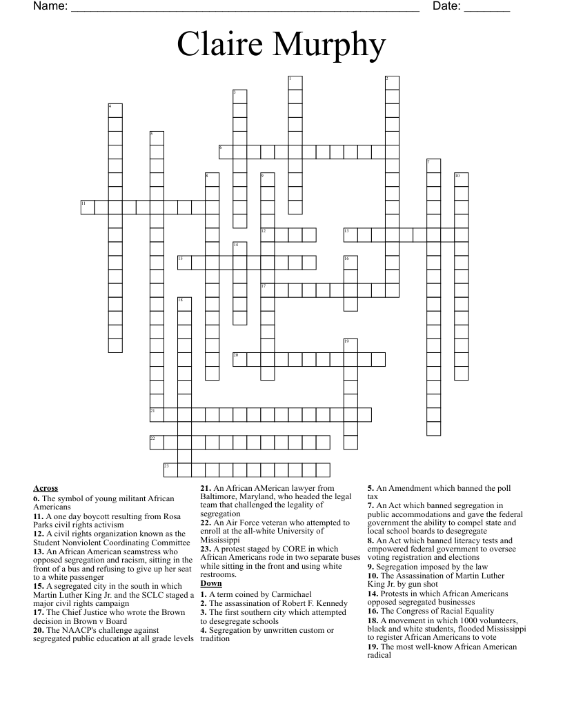 Claire Murphy Crossword