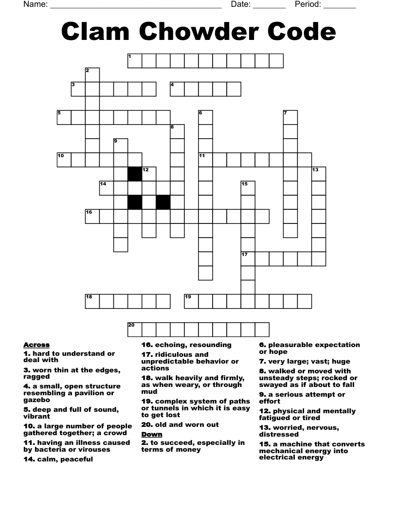 Clam Chowder Code Crossword
