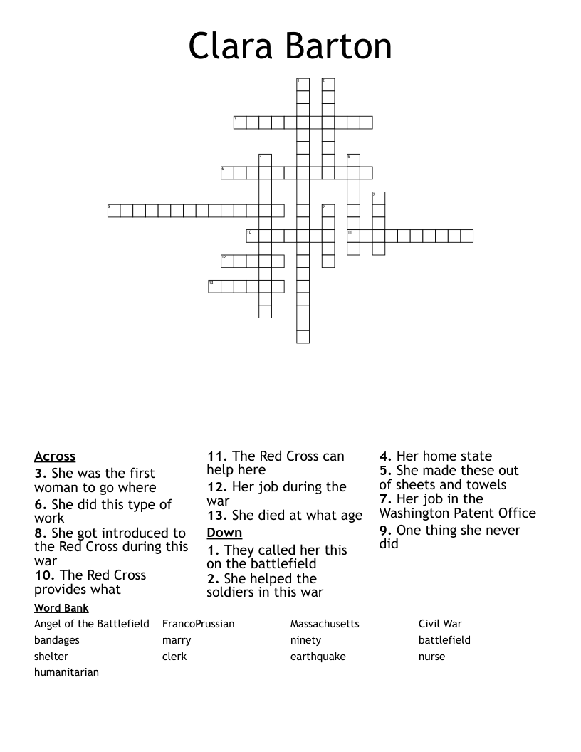 Clara Barton Crossword
