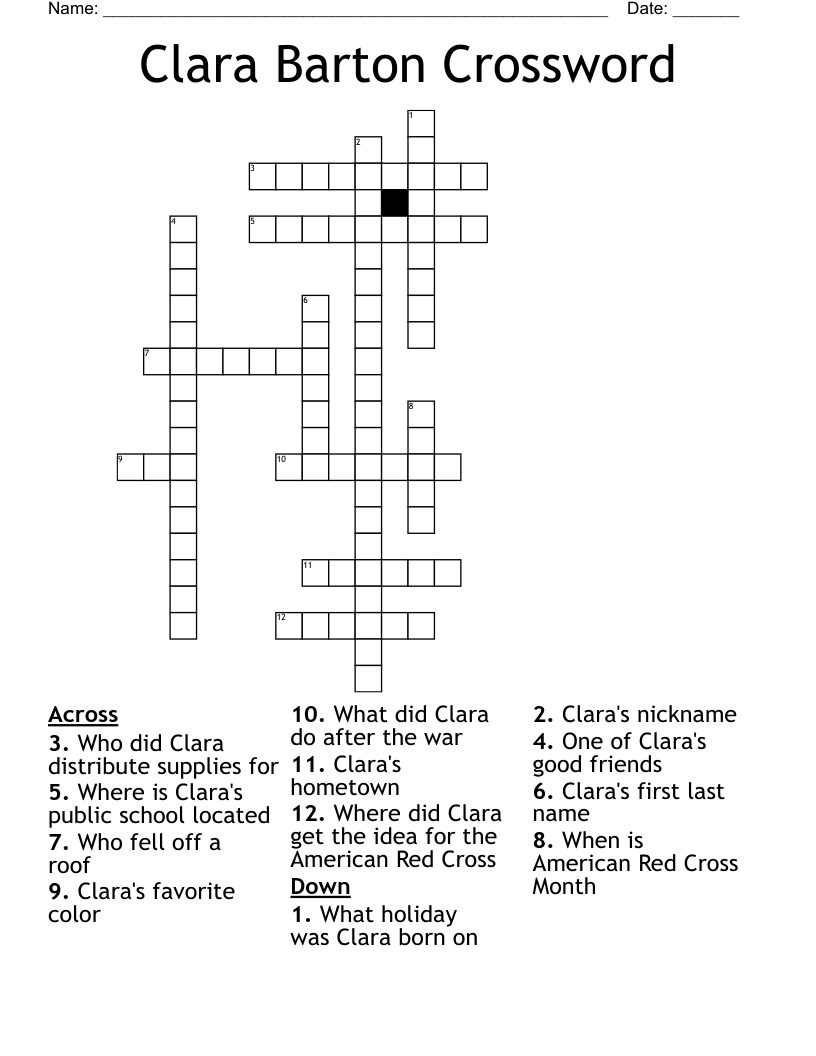 Clara Barton Crossword