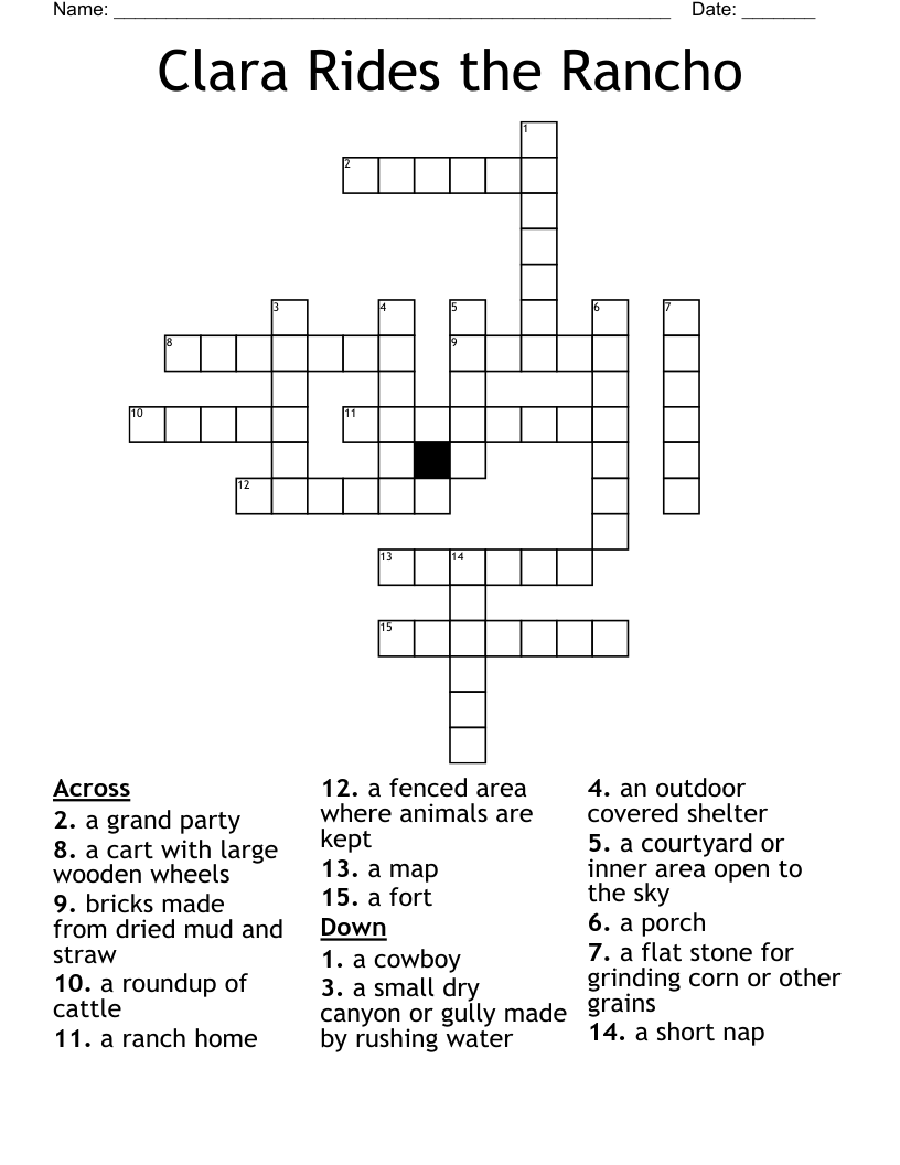Clara Rides the Rancho Crossword