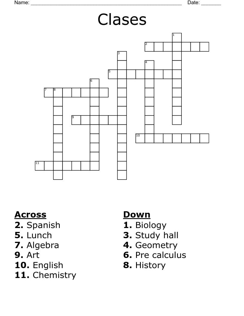 Clases  Crossword