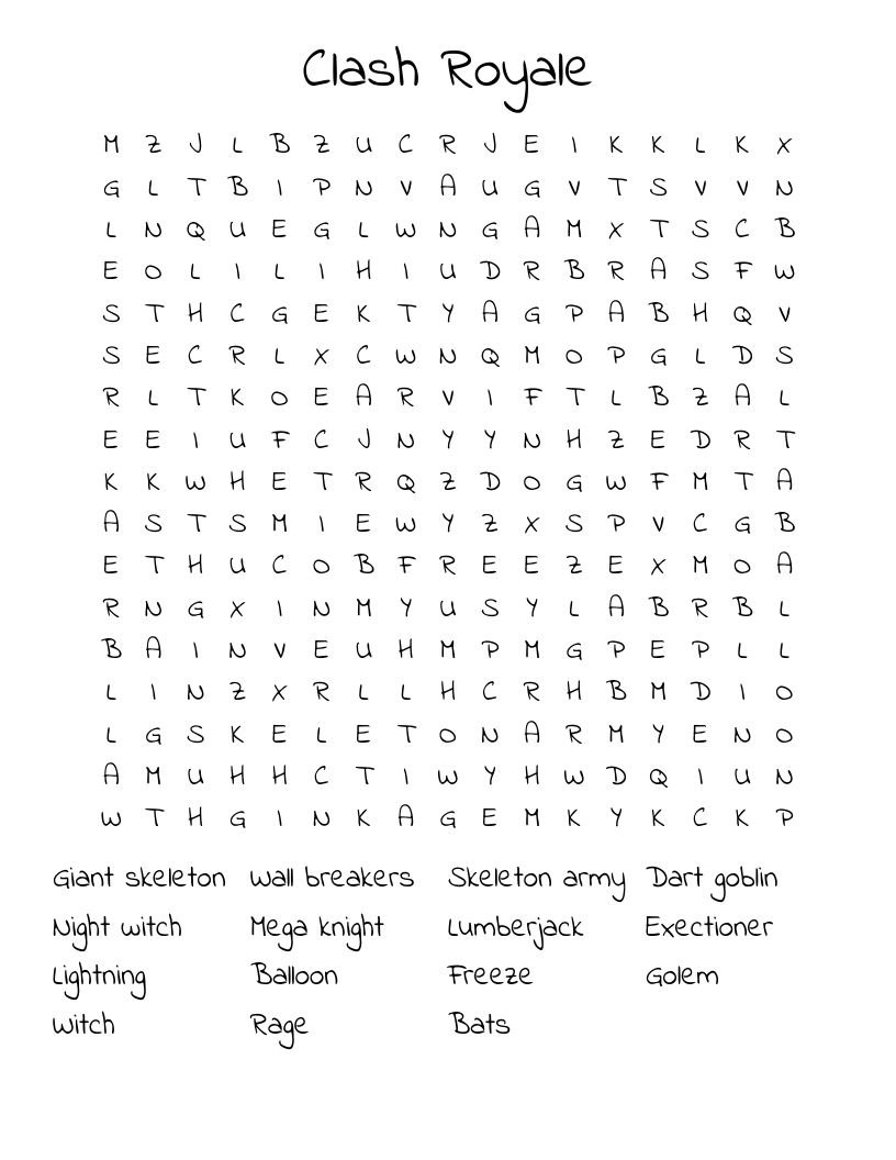 Clash Royale Word Search
