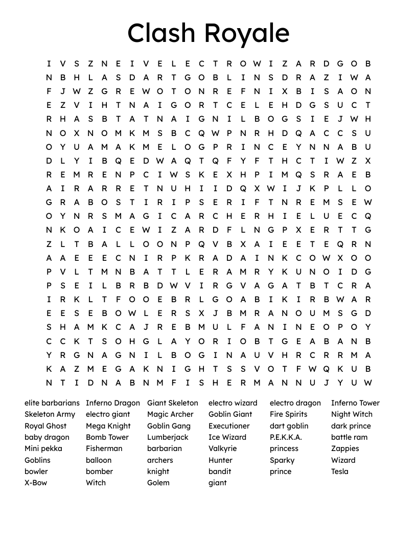 Clash Royale  Word Search