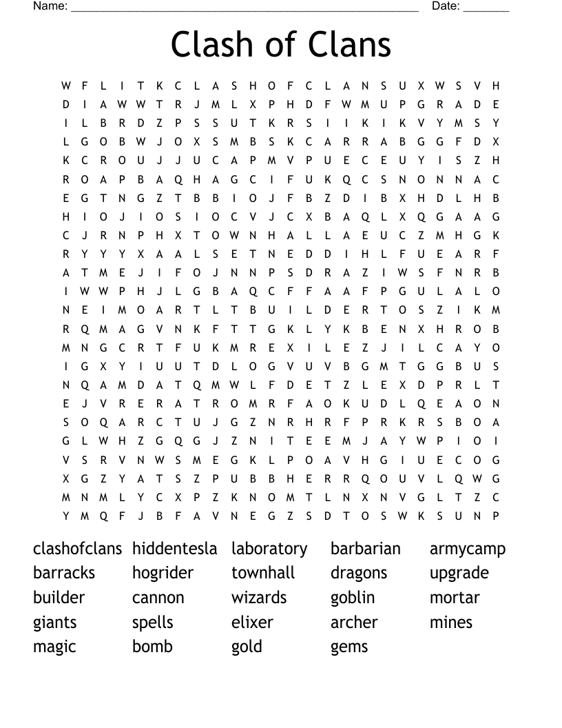Clash of Clans Word Search