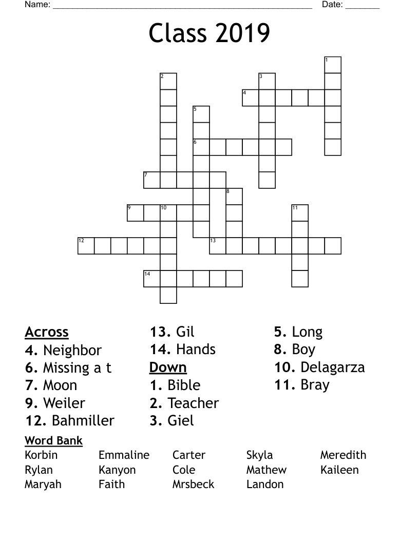 Class 2019 Crossword