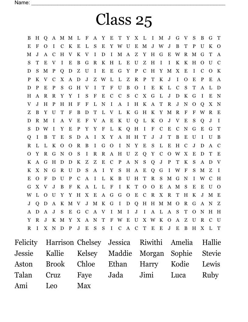 Class 25 Word Search
