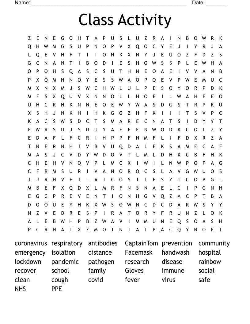 Class Activity Word Search