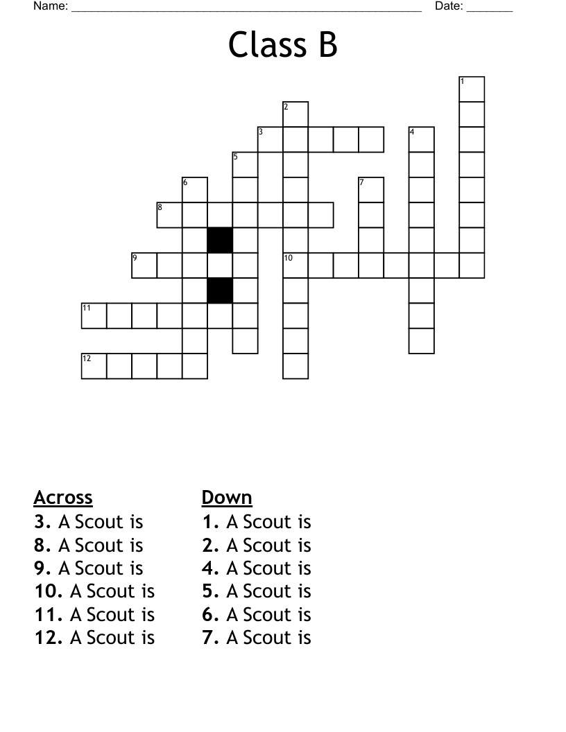 Class B Crossword