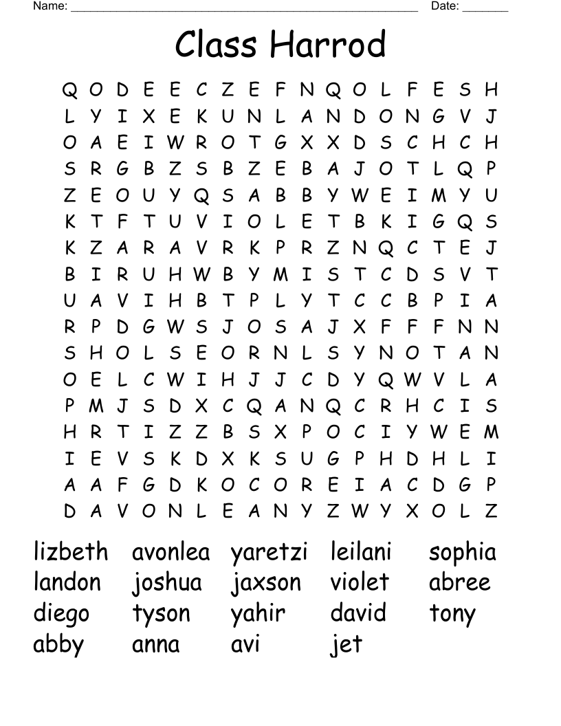 Class Harrod Word Search