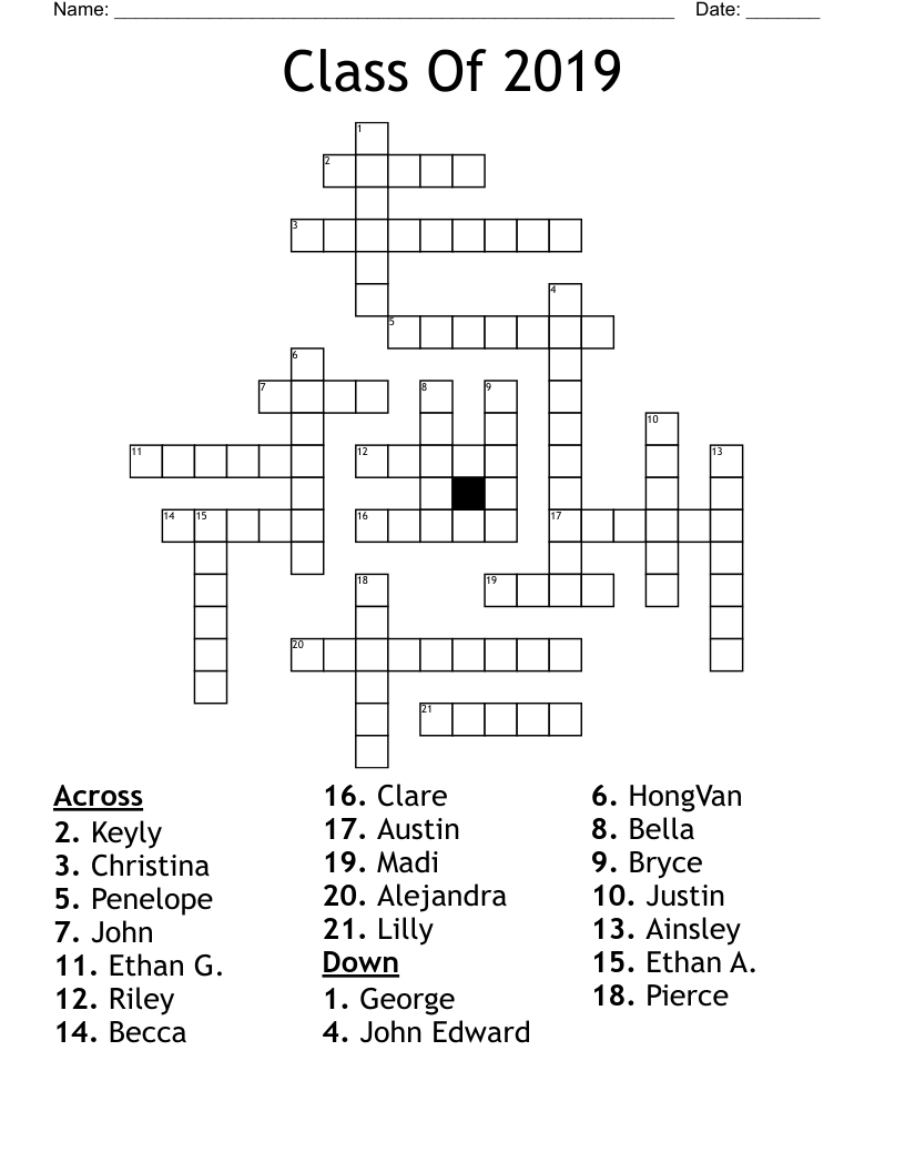 Class Of 2019 Crossword