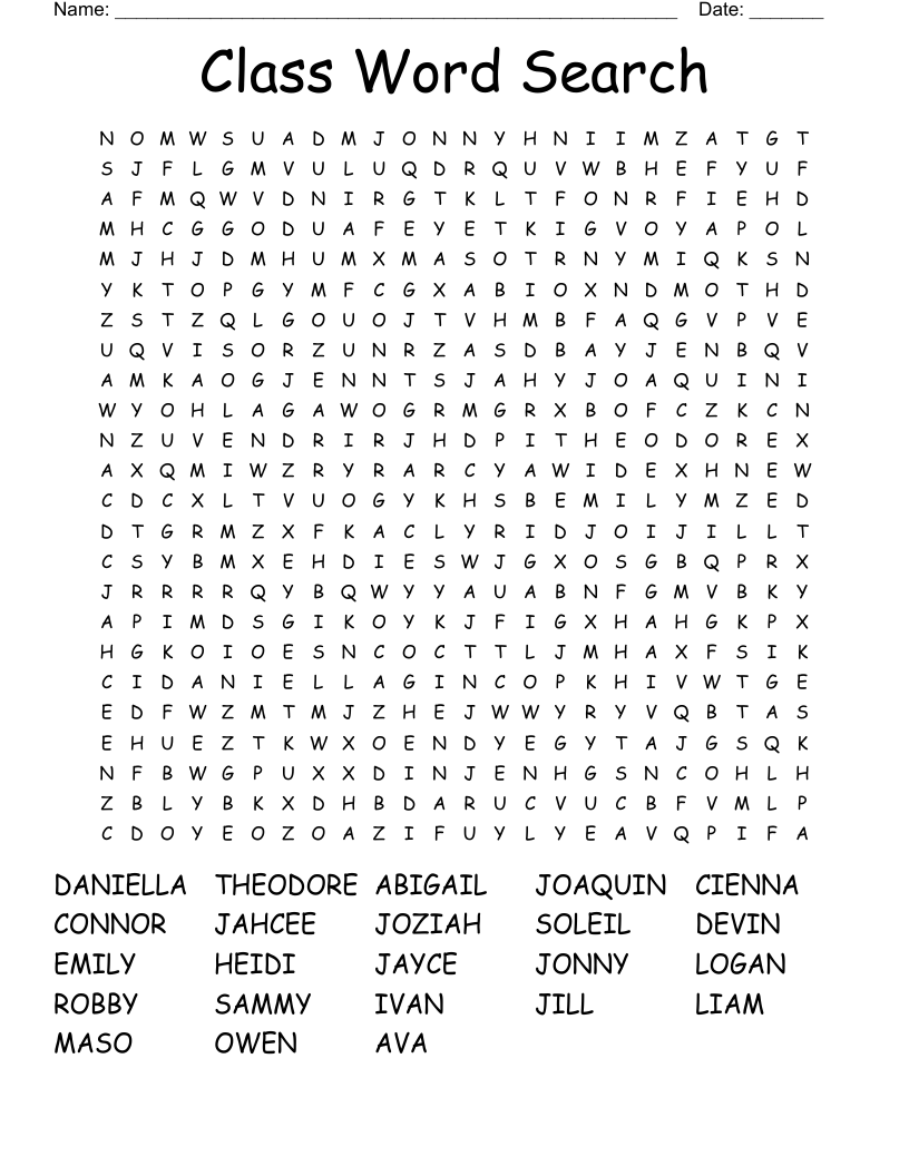 Class Word Search
