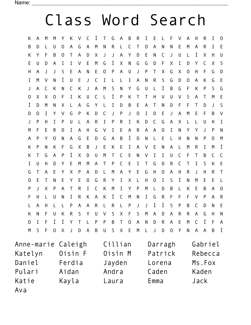 Class Word Search