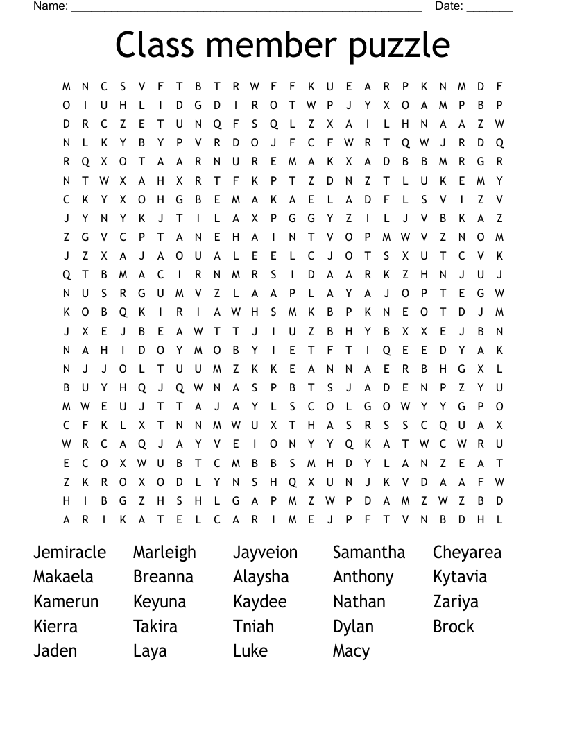 Class member puzzle Word Search