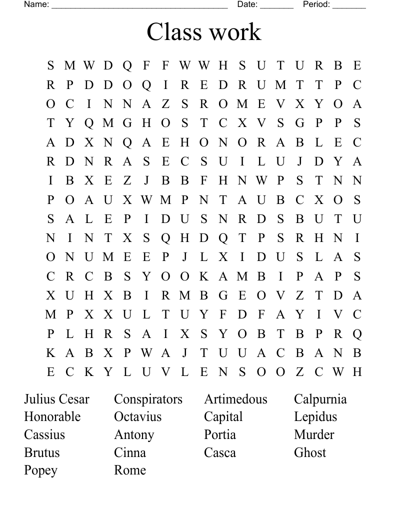 Class work  Word Search
