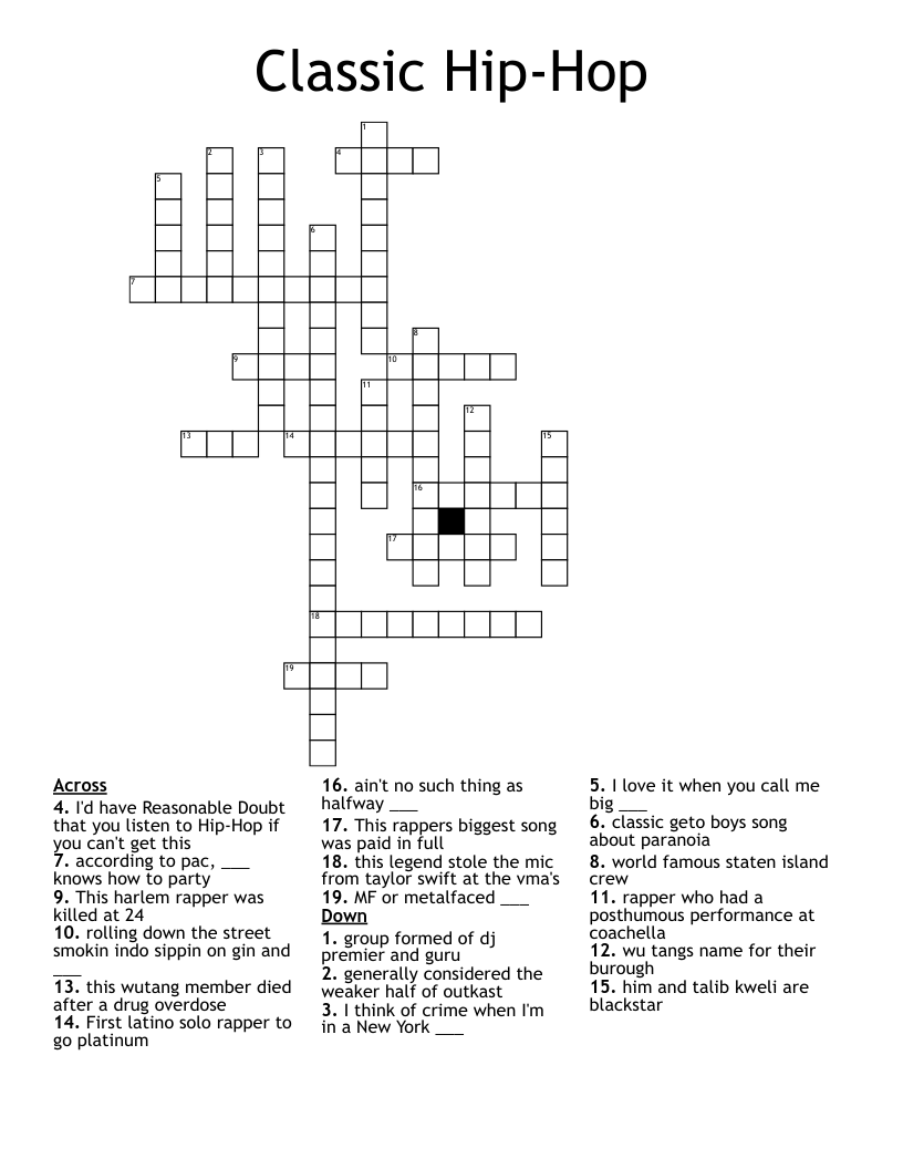 Classic Hip-Hop Crossword