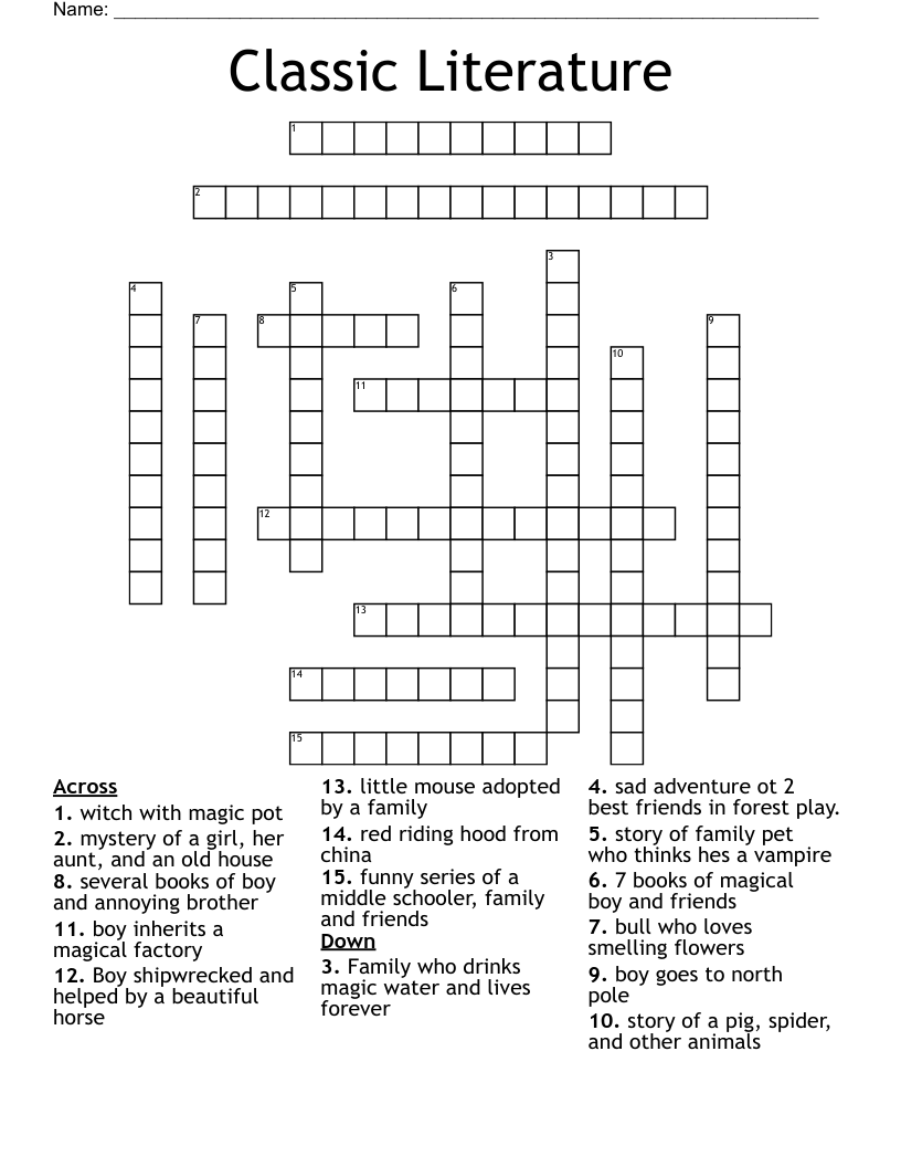 Classic Literature Crossword