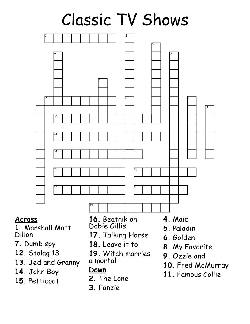 Classic TV Shows Crossword