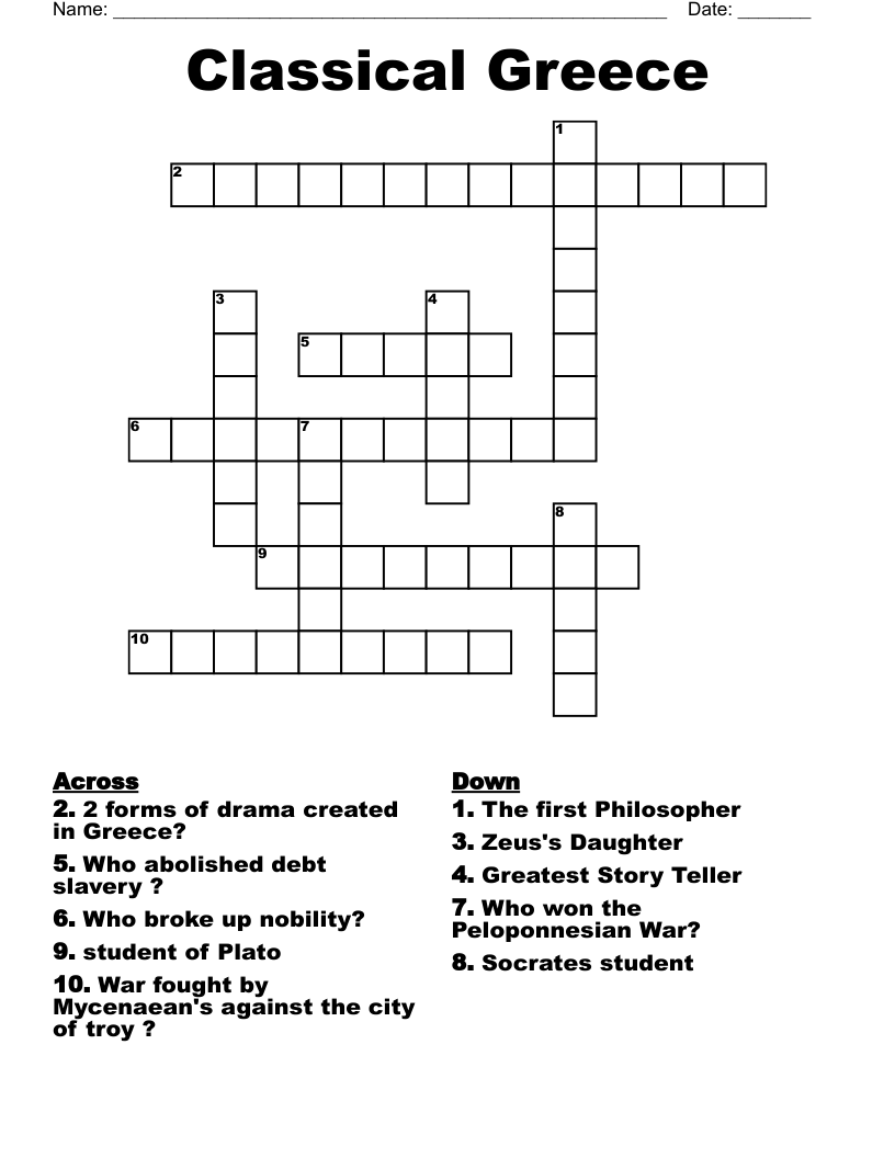 Classical Greece Crossword