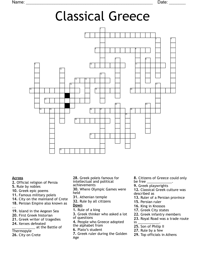 Classical Greece Crossword
