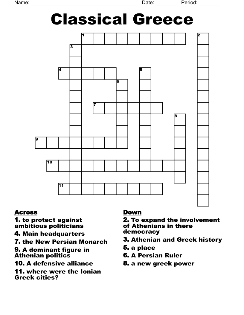 Classical Greece  Crossword