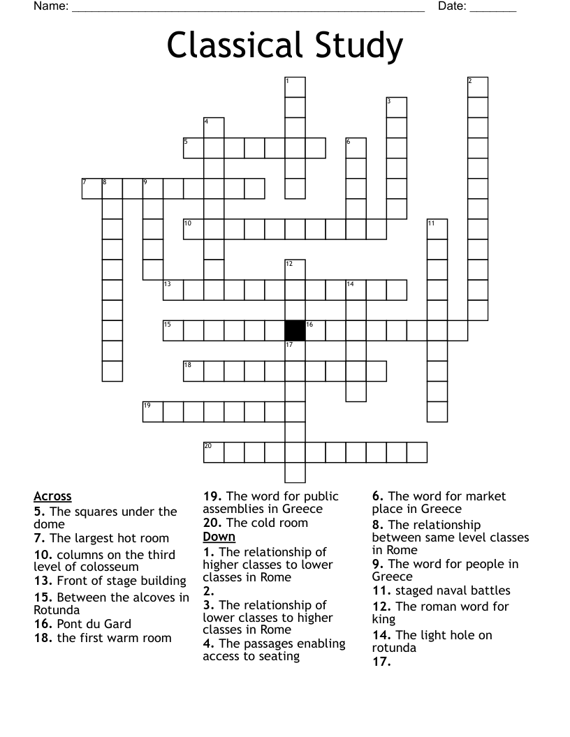 Classical Study Crossword