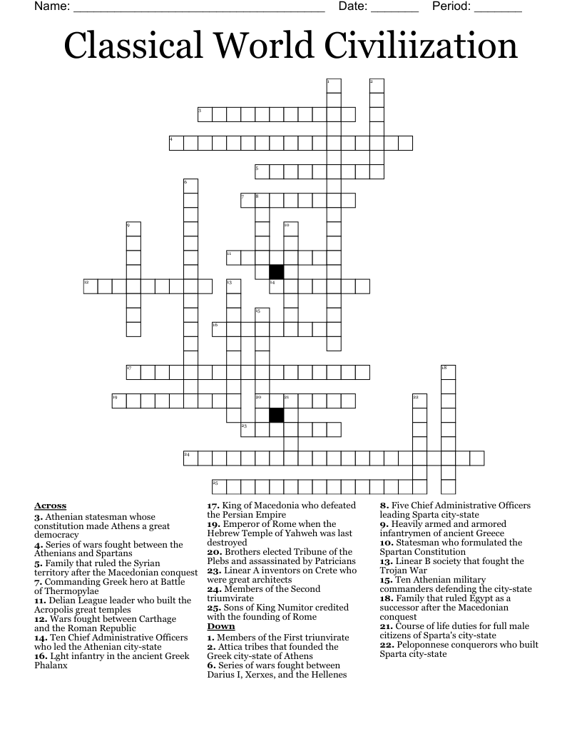 Classical World Civiliization Crossword