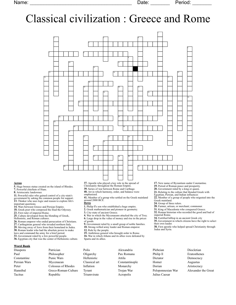 Classical civilization : Greece and Rome  Crossword