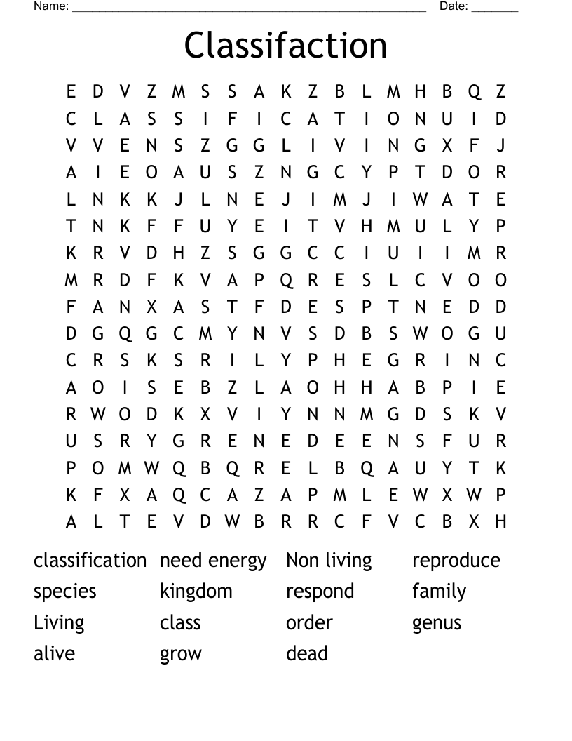 Classifaction  Word Search