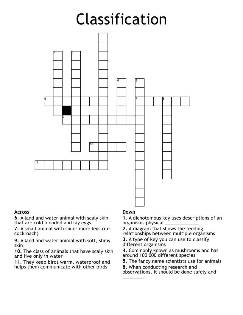 Classification Crossword