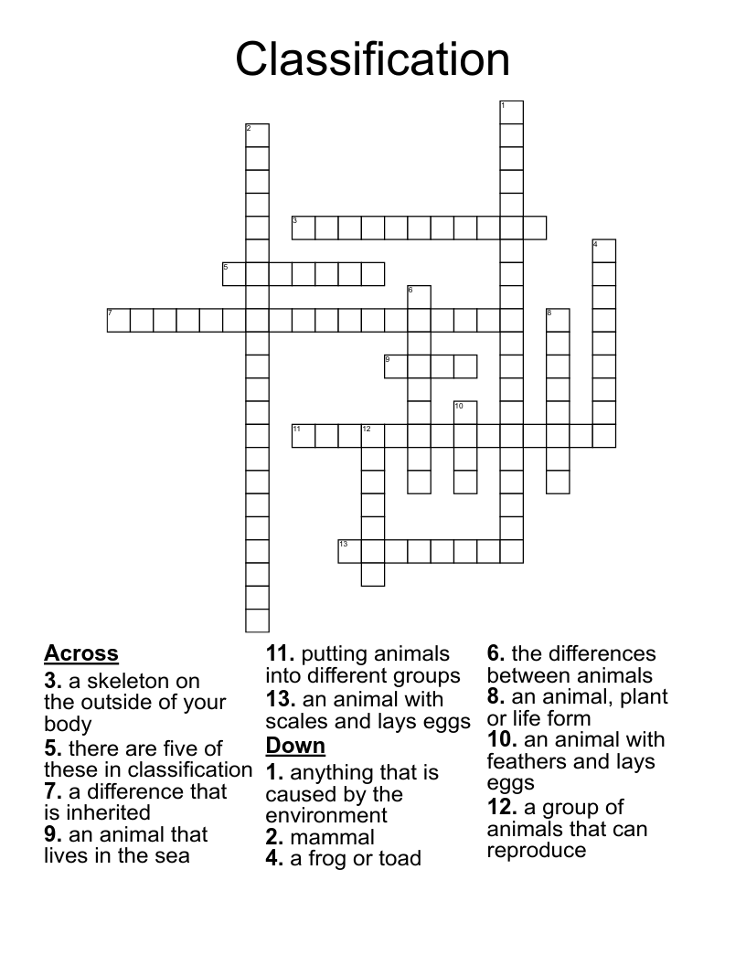Classification Crossword