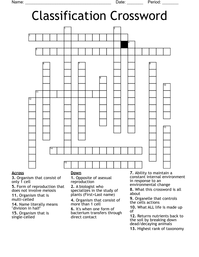 Classification Crossword