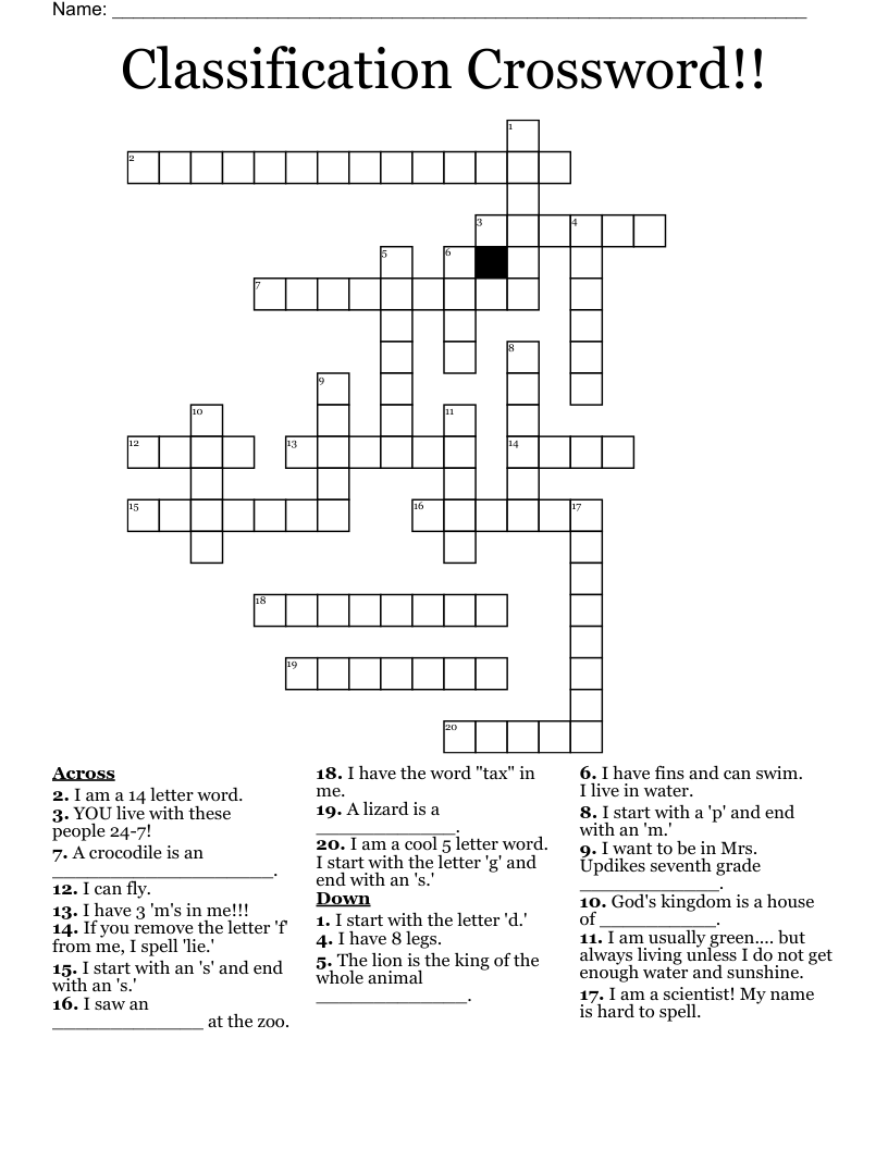 Classification Crossword!!