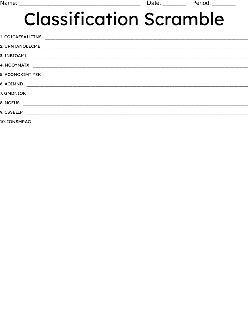 Classification Scramble