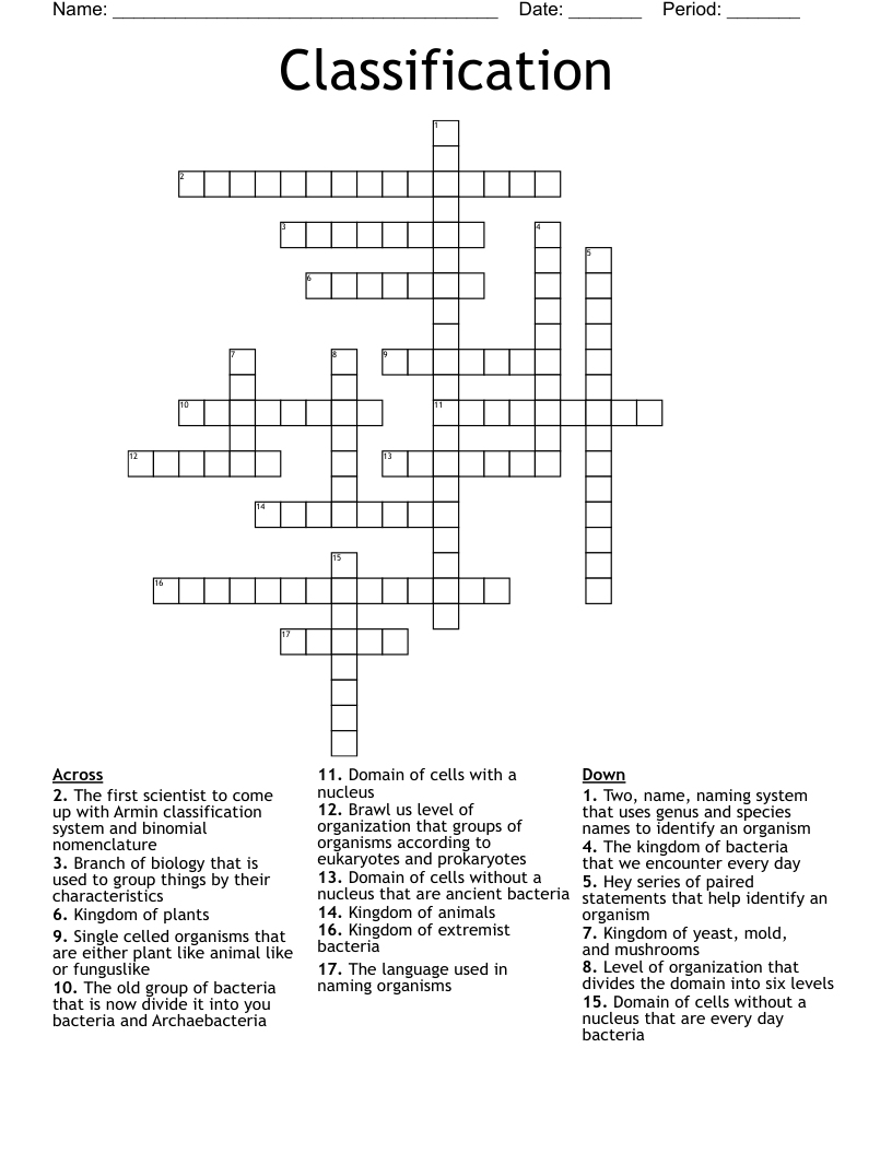 Classification  Crossword
