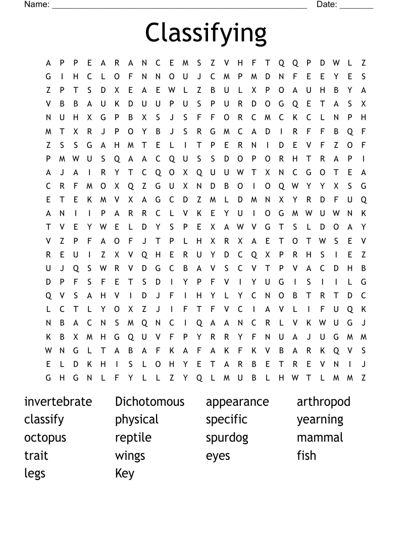 Classifying Word Search