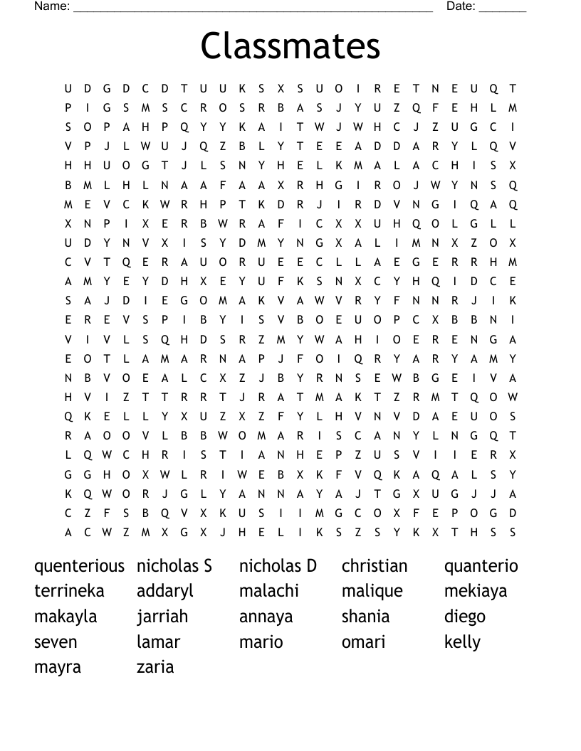 Classmates Word Search