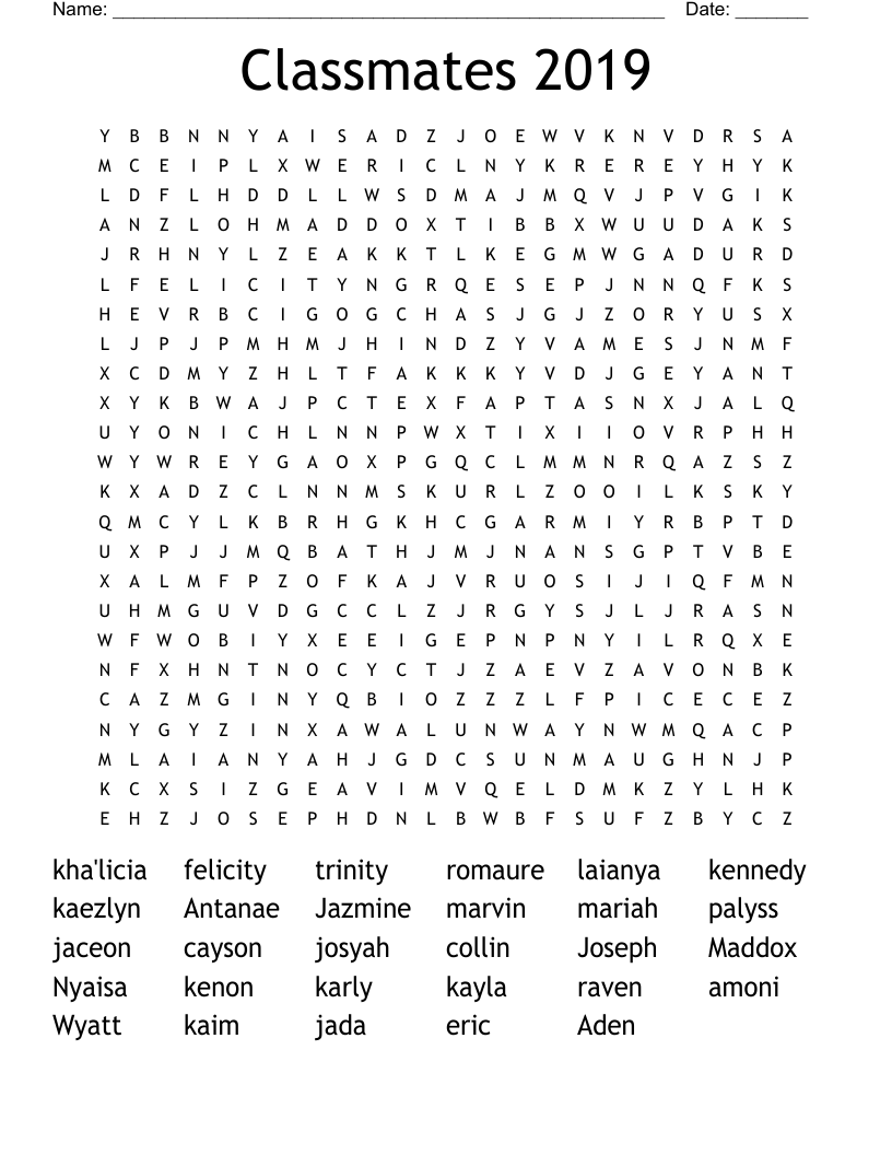 Classmates 2019 Word Search