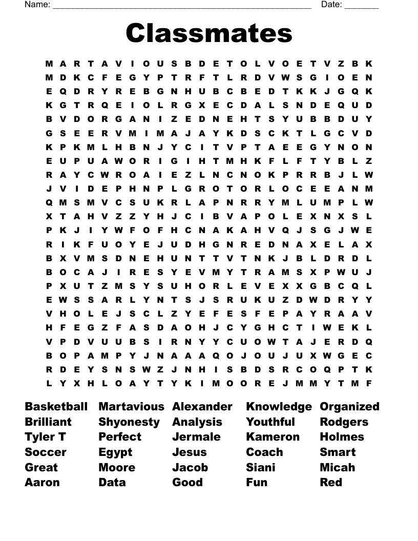 Classmates Word Search
