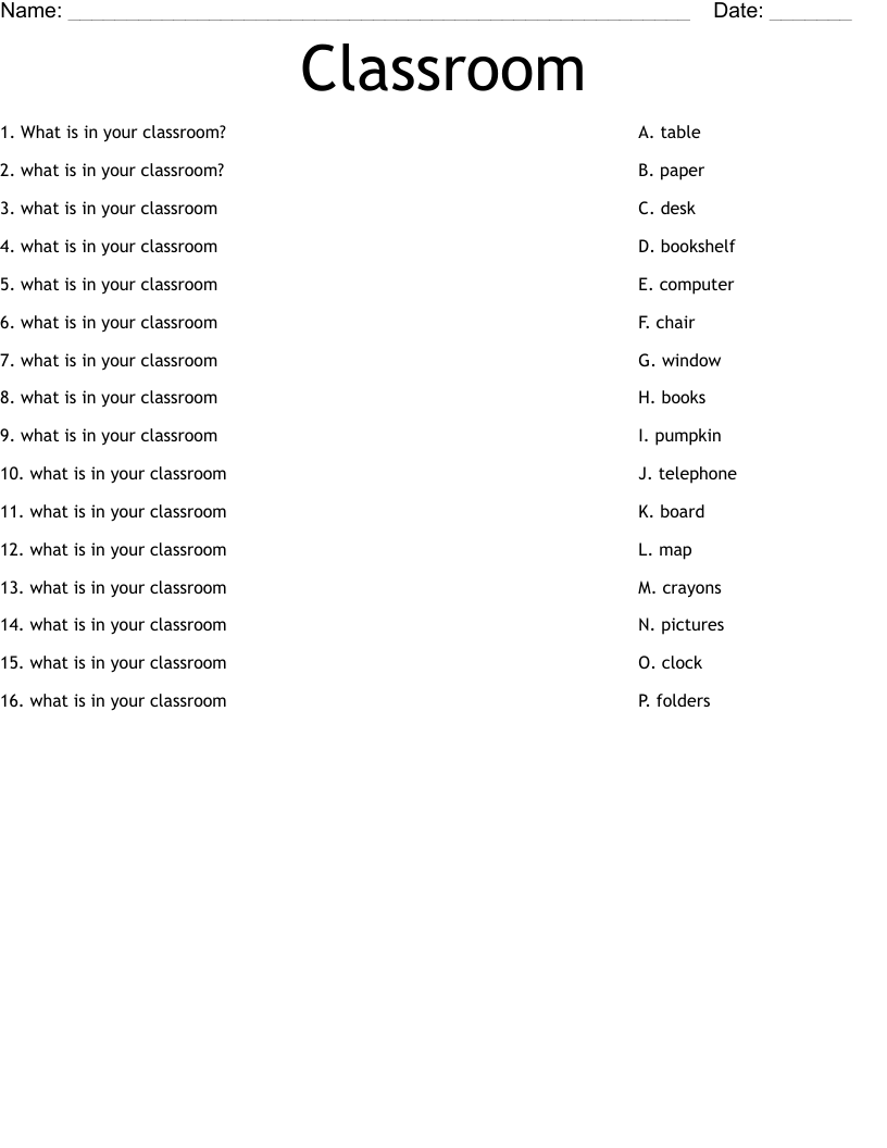 Classroom Worksheet