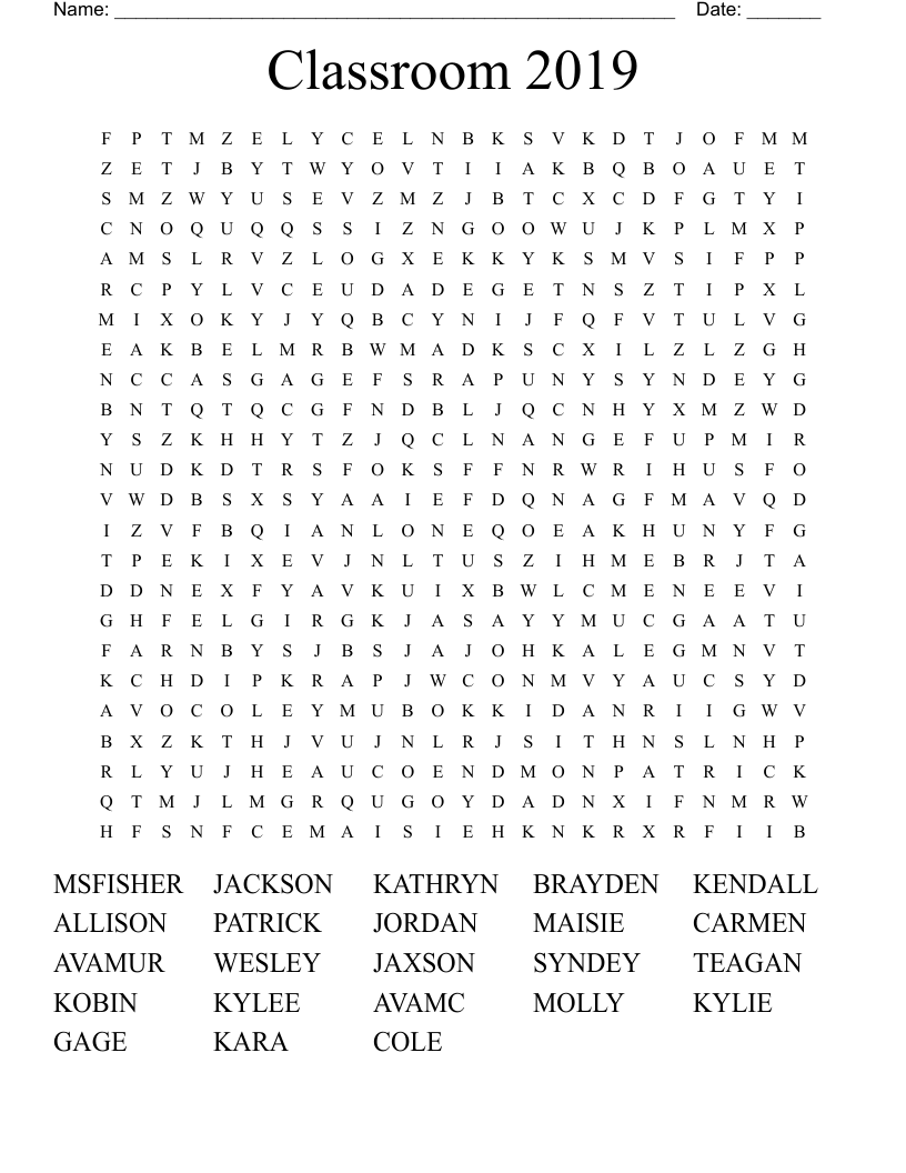 Classroom 2019 Word Search