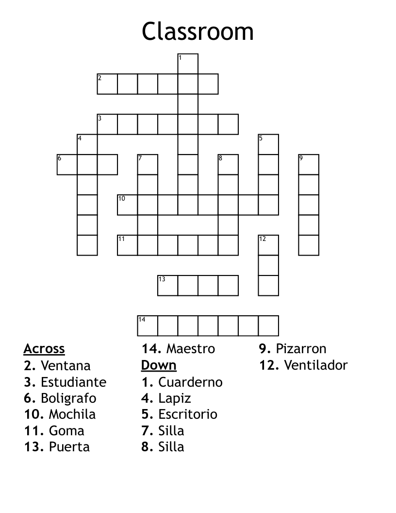 Classroom Crossword