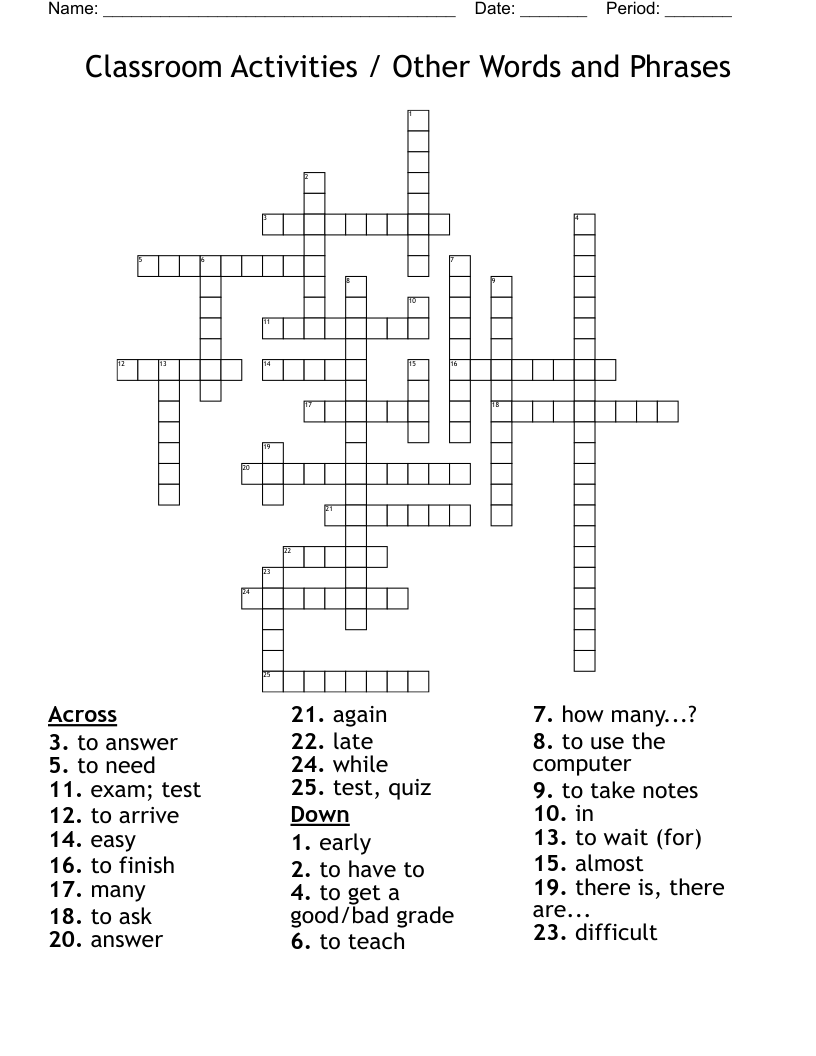 Classroom Activities / Other Words and Phrases Crossword