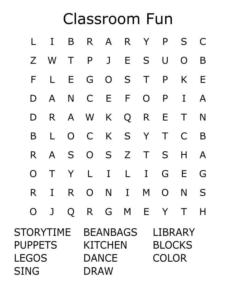 Classroom Fun Word Search