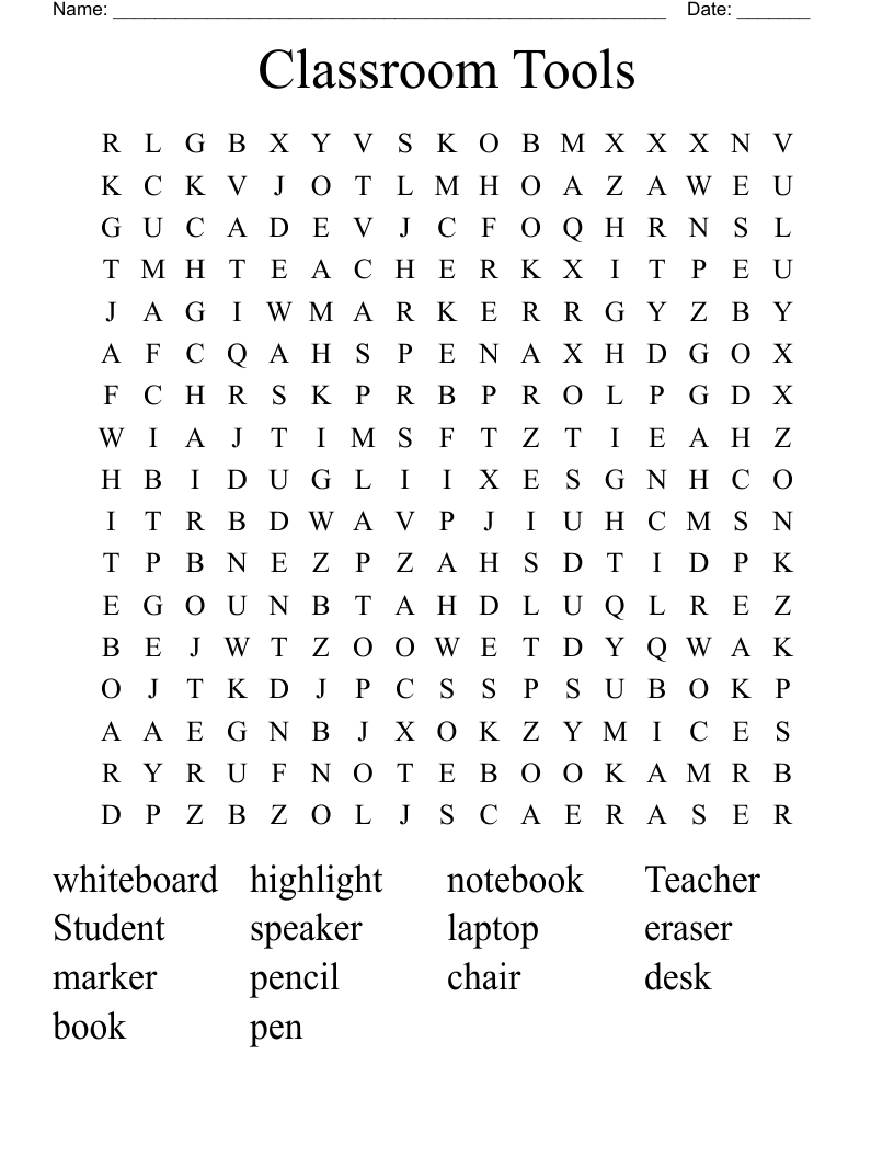 Classroom Tools Word Search