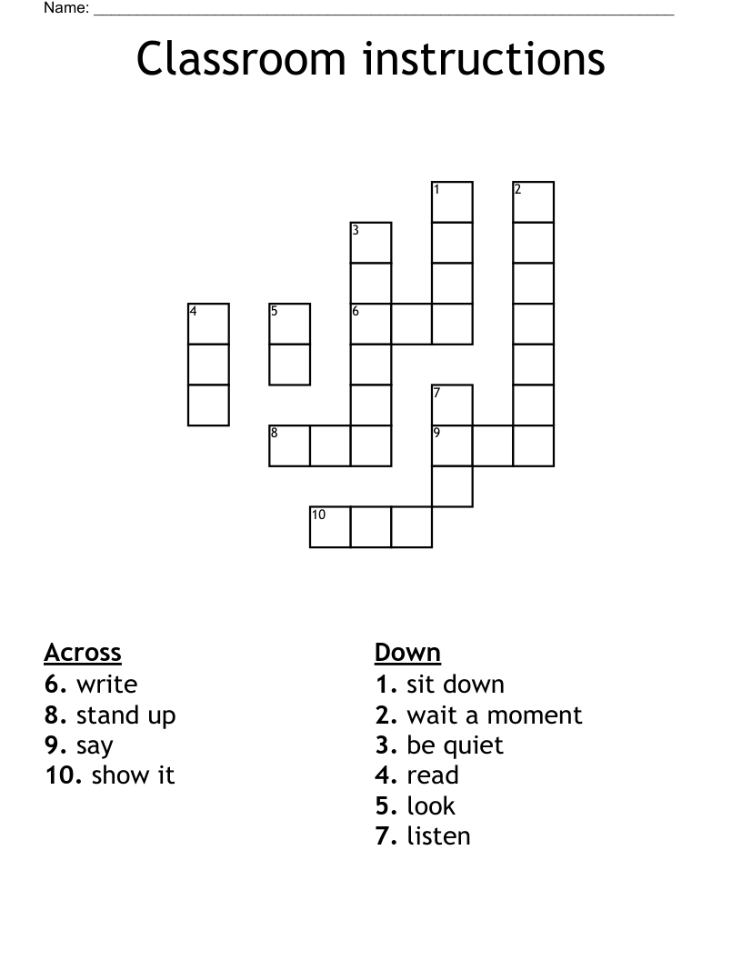Classroom instructions Crossword