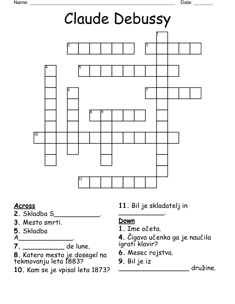 Claude Debussy Crossword