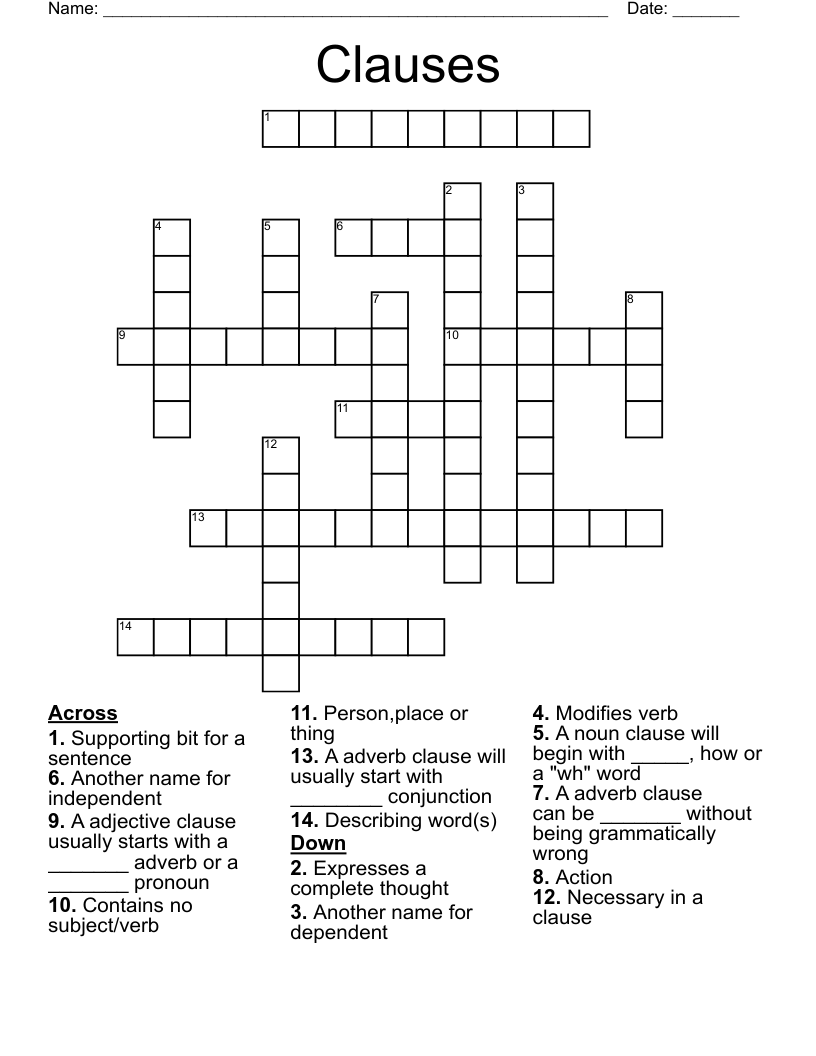 Clauses Crossword