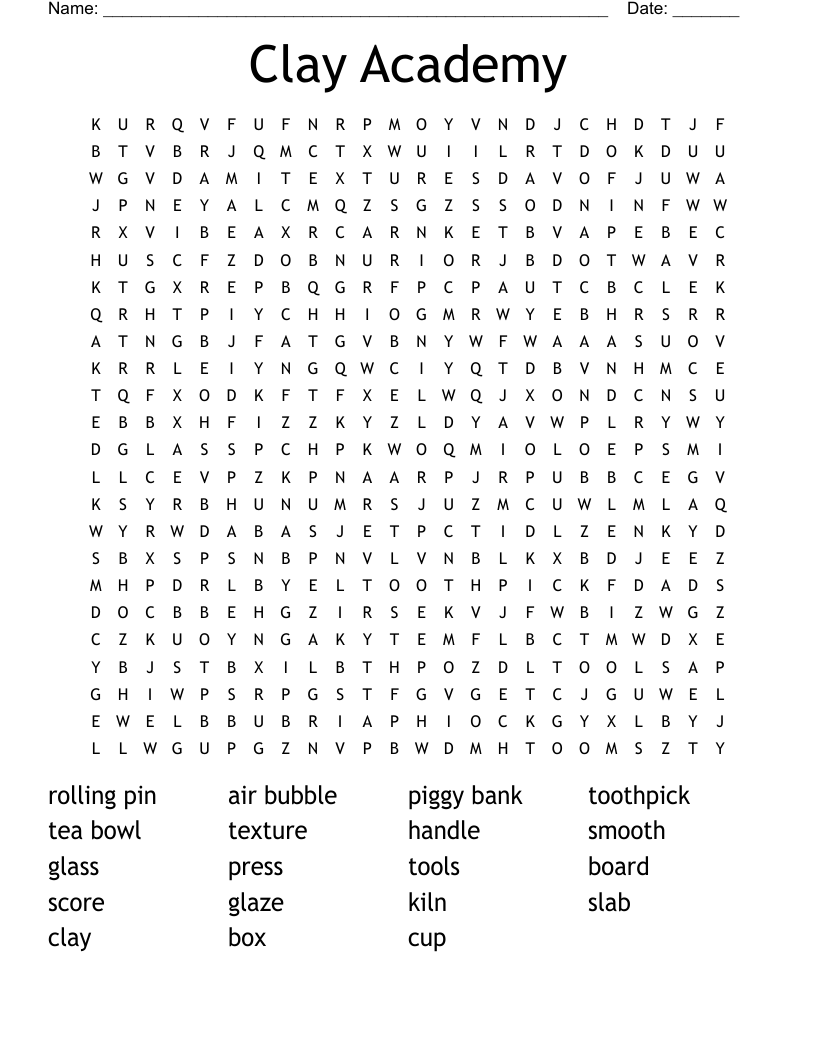 Clay Academy Word Search
