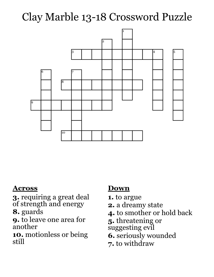 Clay Marble 13-18 Crossword Puzzle